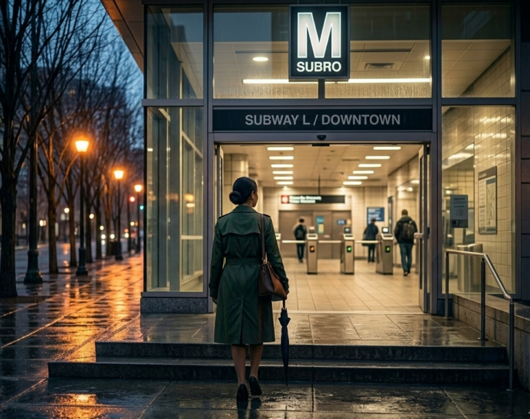 Mujer entrando en metro